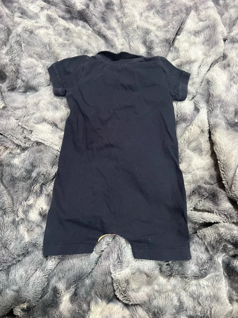 Burberry Navy Polo One-Piece Romper with Iconic Logo